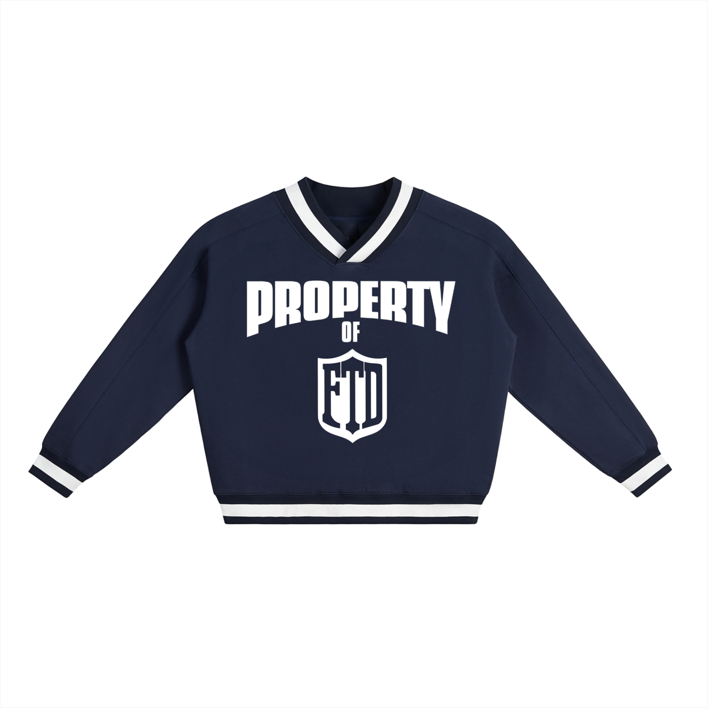 Property Of FTD V-Neck Contrast Collar Boxy Sweatshirt