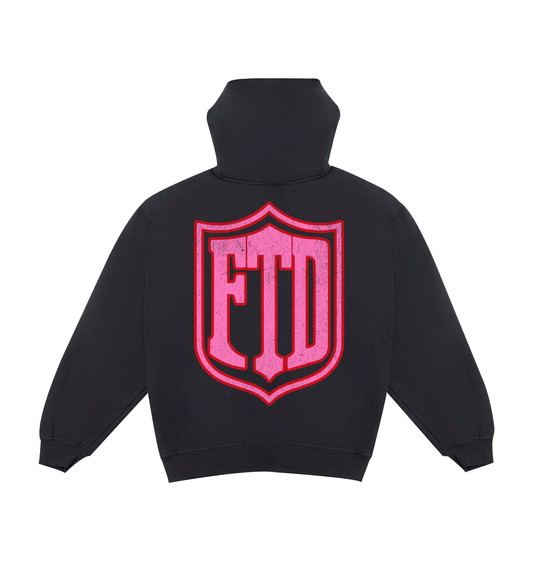 Jet Black Printed Hoody Back