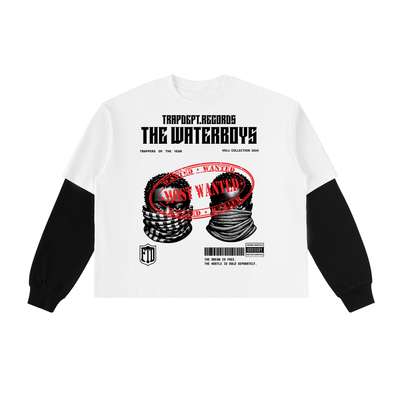 TRAPDEPT. Worldwide FTD Collab Layered Contrast Sleeve Cotton T-Shirt