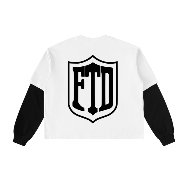 TRAPDEPT. Worldwide FTD Collab Layered Contrast Sleeve Cotton T-Shirt