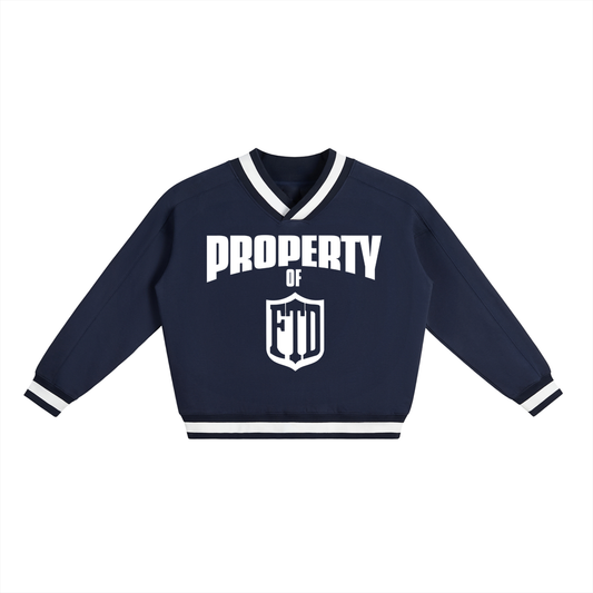 Property Of FTD V-Neck Contrast Collar Boxy Sweatshirt