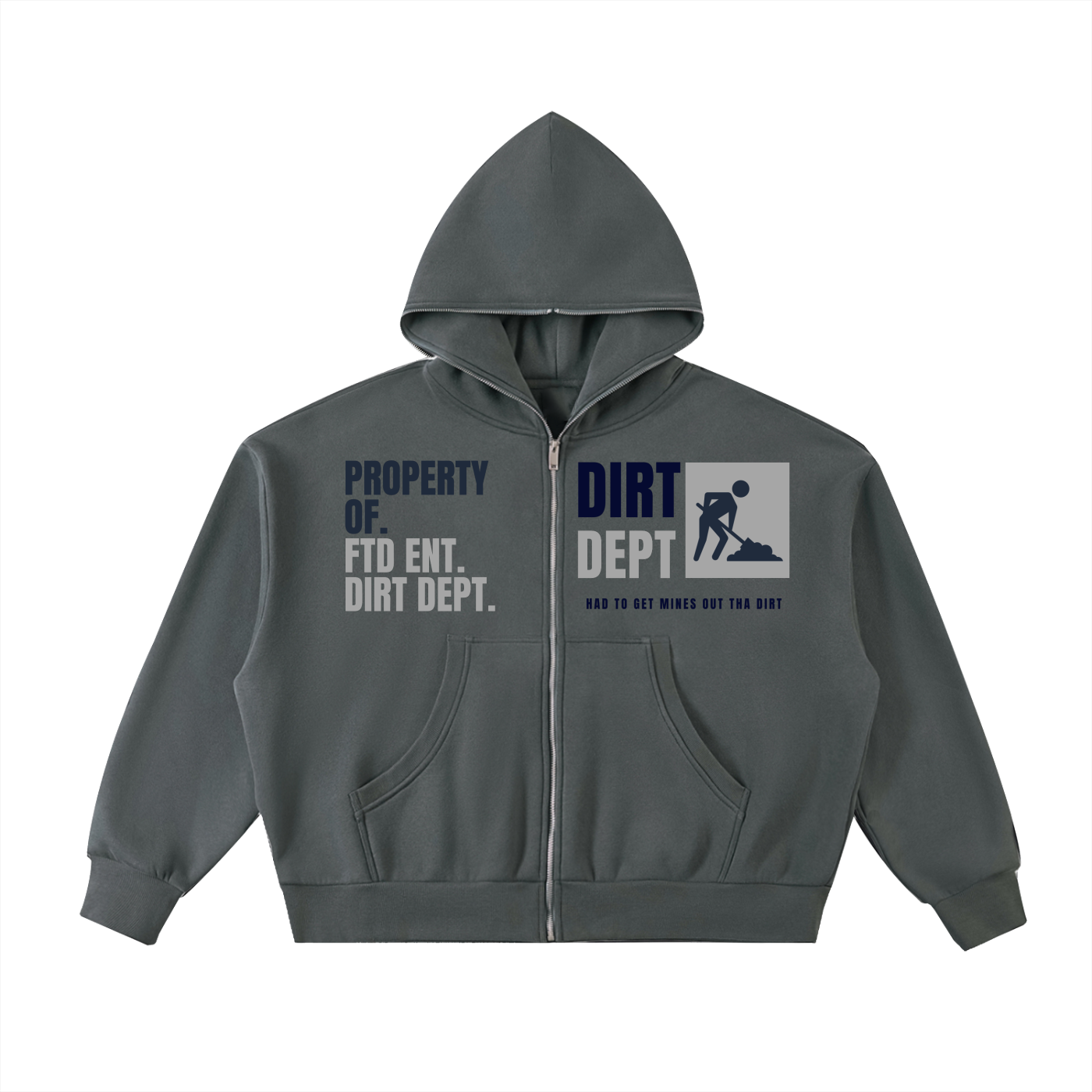 FTD DIRTDEPT. Fleeced Full-Zip Boxy Hoodie