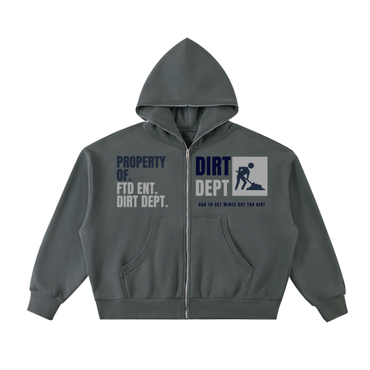 FTD DIRTDEPT. Fleeced Full-Zip Boxy Hoodie