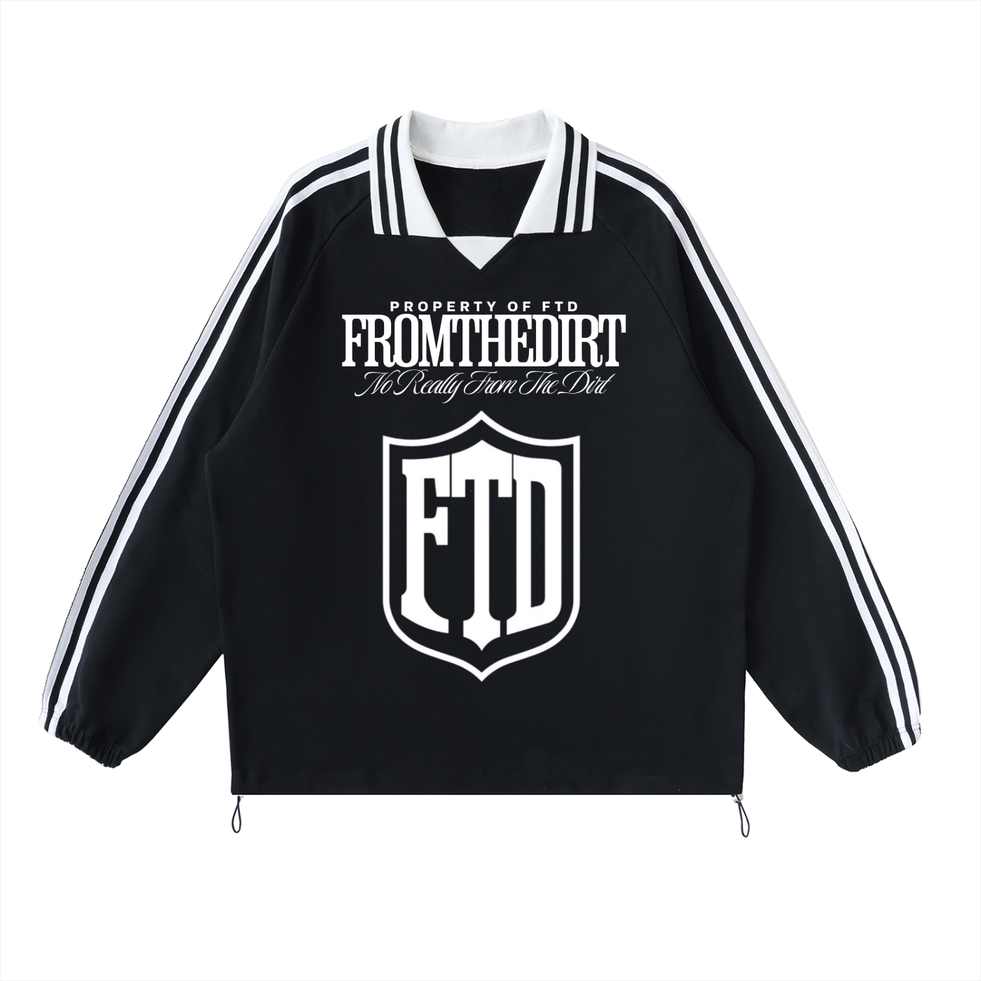 From The Dirt No Really From The Dirt FTD Contrast Striped Lapel Collar Sweatshirt