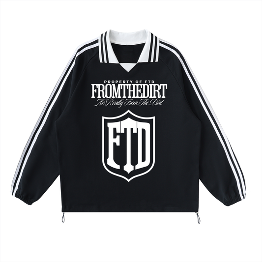 From The Dirt No Really From The Dirt FTD Contrast Striped Lapel Collar Sweatshirt