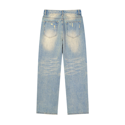 Exclusive FTD From The Dirt Collective Sun Fade Raw Hem Denim Jeans