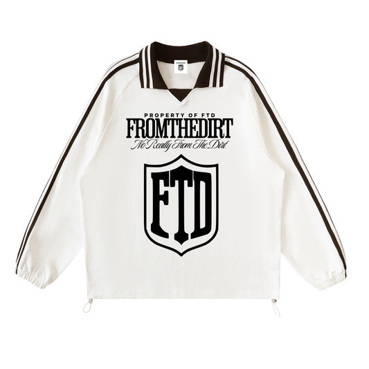 From The Dirt No Really From The Dirt FTD Contrast Striped Lapel Collar Sweatshirt